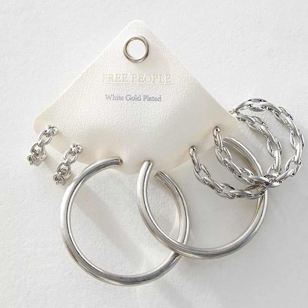 White Gold Plated Hoop Earrings Set | Free People